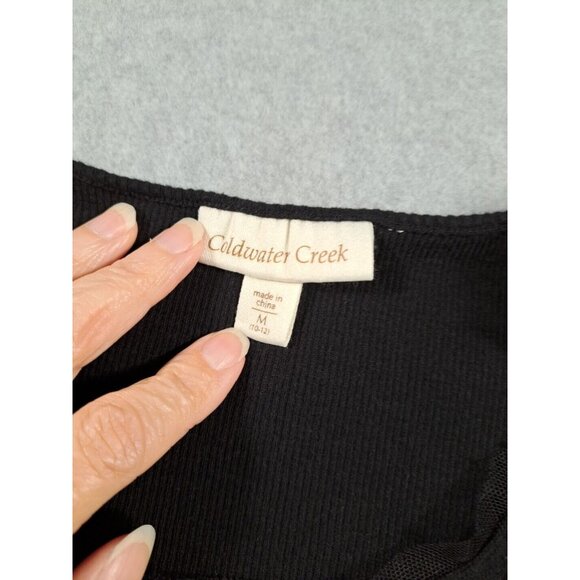 Coldwater Creek Womens M 10-12 Sweater Black 3/4 Sleeve Embellished Cotton - Picture 6 of 10